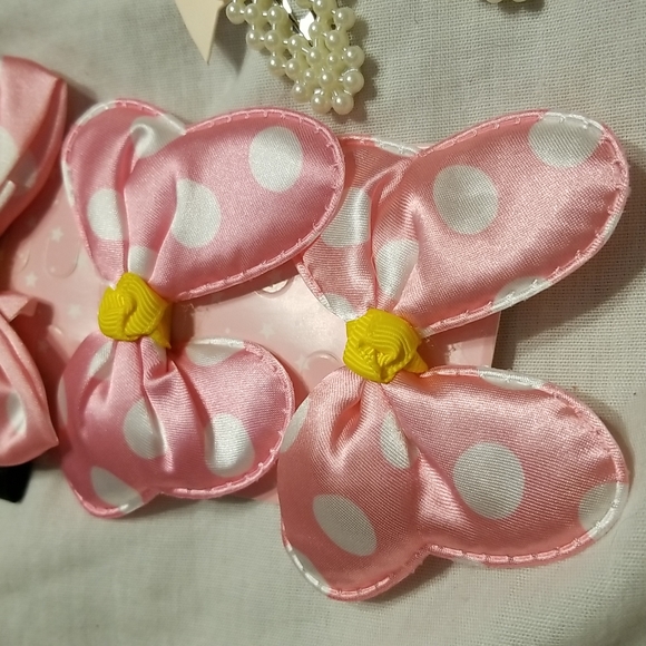 LOT OF 6 HIGH QUALITY HAIR PEARL MOUSE EARS 3' PAIR PLUS 4 BOWS - Picture 4 of 8